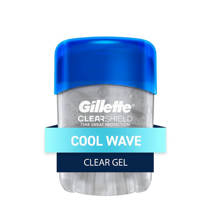 Gillette Antitranspirant & Deodorant für Männer, 72h Schutz vor Schweiß & Geruch, langanhaltende Frische, Anti-Weiße-Flecken-Technologie, Klar-Gel, Cool Wave Duft, 0,5 oz