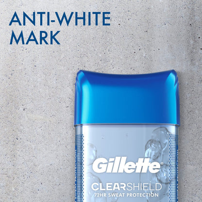 Gillette Antitranspirant & Deodorant für Männer, 72h Schutz vor Schweiß & Geruch, langanhaltende Frische, Anti-Weiße-Flecken-Technologie, Klar-Gel, Cool Wave Duft, 0,5 oz