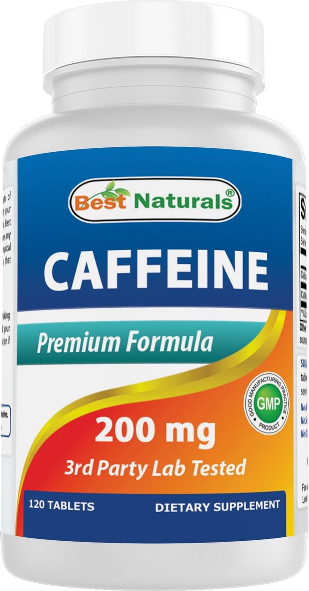 Best Naturals Koffein Tabletten 200mg, 120 Stück – Energie-Booster für den Alltag