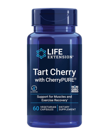 Life Extension Tart Cherry mit CherryPURE® – Anthocyane, oxidativer Stress, Muskelregeneration, Trainingsunterstützung, vegetarisch, glutenfrei, non-GMO, 60 Kapseln