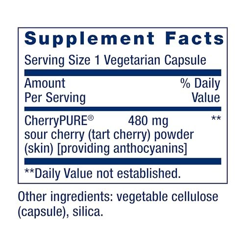 Life Extension Tart Cherry mit CherryPURE® – Anthocyane, oxidativer Stress, Muskelregeneration, Trainingsunterstützung, vegetarisch, glutenfrei, non-GMO, 60 Kapseln