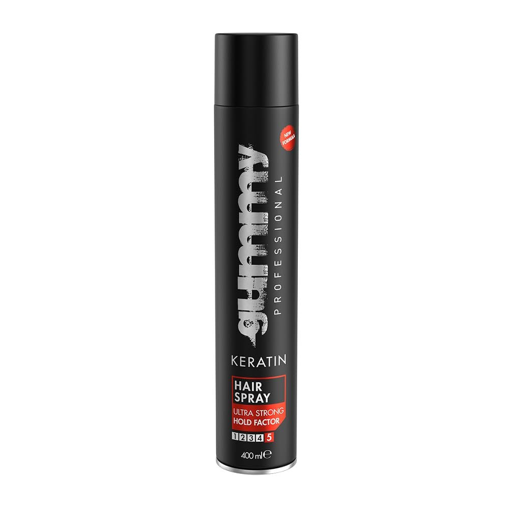 Gummy Professional – Keratin Haarspray Ultra Starken Halt für Styling und Formkontrolle – Mattes Finish mit langanhaltendem Halt, Volumen und Frizz-Kontrolle – Duftneutral – 400 ml / 13,53 oz