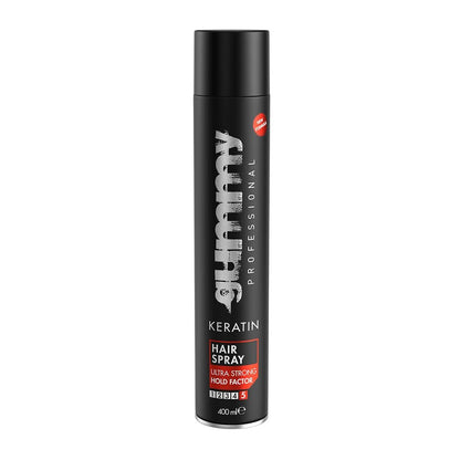 Gummy Professional – Keratin Haarspray Ultra Starken Halt für Styling und Formkontrolle – Mattes Finish mit langanhaltendem Halt, Volumen und Frizz-Kontrolle – Duftneutral – 400 ml / 13,53 oz