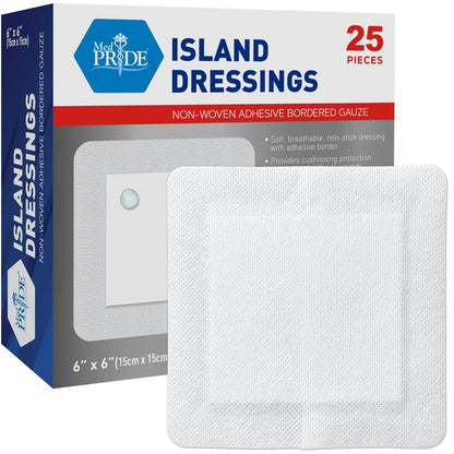 MED PRIDE Haftende Gaze-Pads 6x6, 25 Stück sterile, einzeln verpackte, nicht klebende, atmungsaktive Wundverbände, hoch saugfähig, latexfrei (6'' x 6'' AB4339)