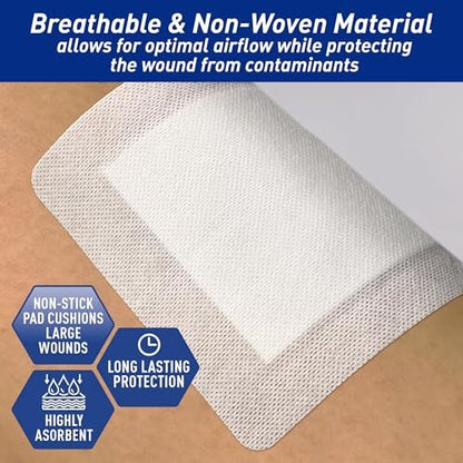 MED PRIDE Haftende Gaze-Pads 6x6, 25 Stück sterile, einzeln verpackte, nicht klebende, atmungsaktive Wundverbände, hoch saugfähig, latexfrei (6'' x 6'' AB4339)