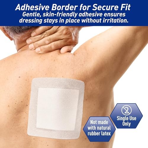 MED PRIDE Haftende Gaze-Pads 6x6, 25 Stück sterile, einzeln verpackte, nicht klebende, atmungsaktive Wundverbände, hoch saugfähig, latexfrei (6'' x 6'' AB4339)