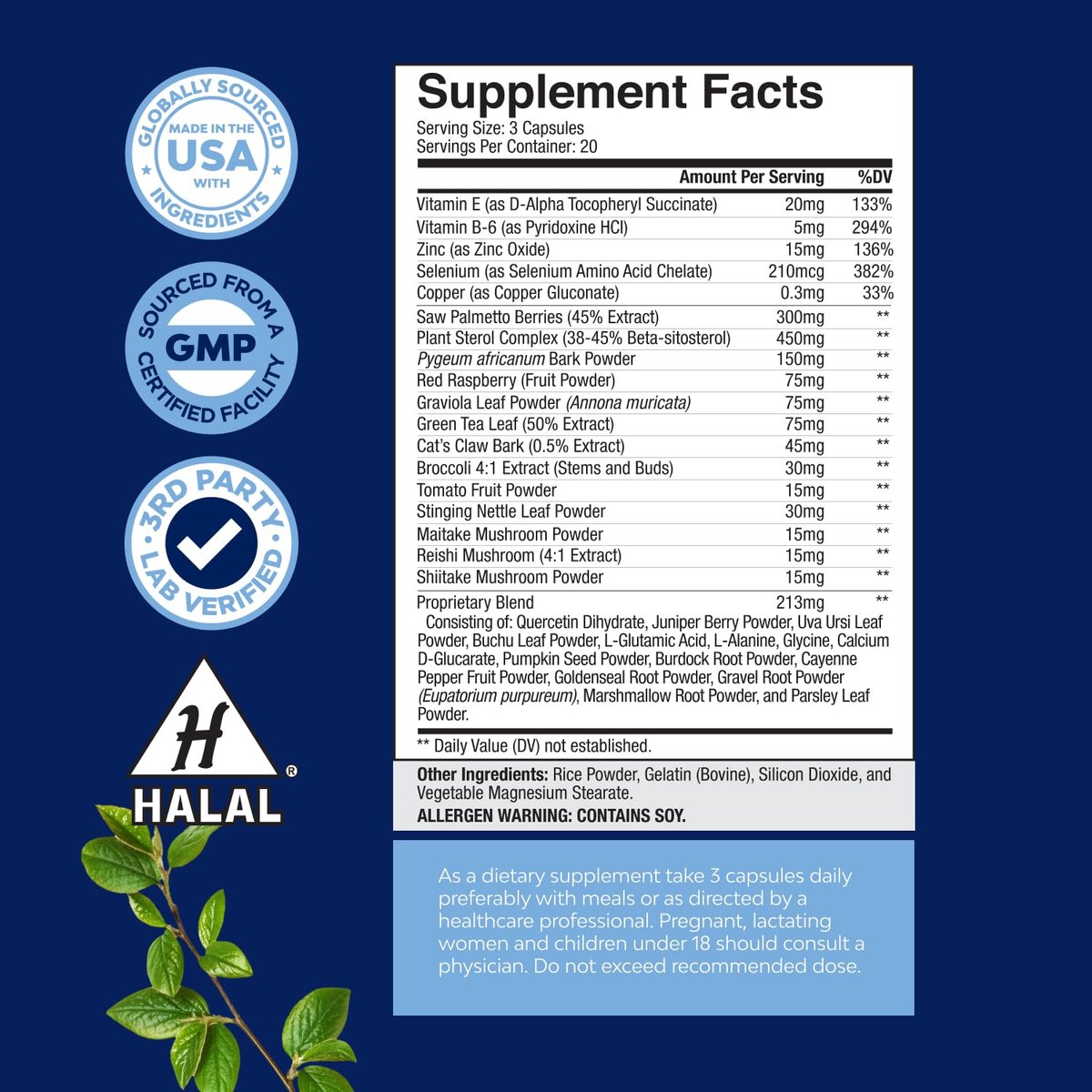 Herbal Saw Palmetto Männliches Nahrungsergänzungsmittel – Potenter Pygeum- und Sägepalmenextrakt mit Beta-Sitosterol & Grüntee für Männer zur Unterstützung der Harnwege & bei häufigem Harndrang – 60 Kapseln