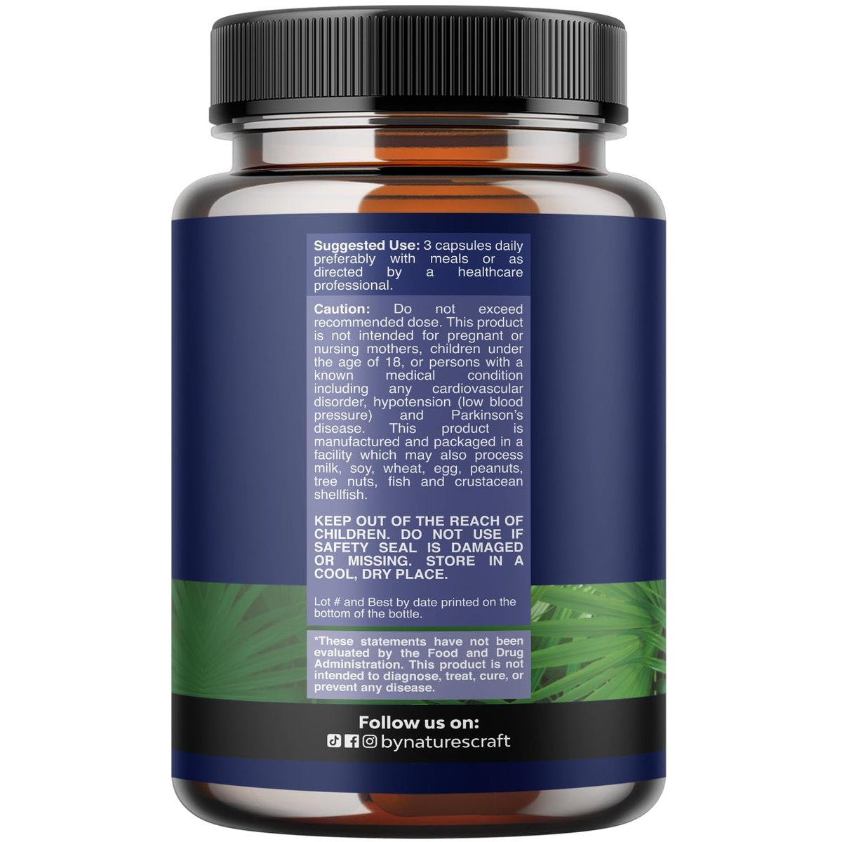 Herbal Saw Palmetto Männliches Nahrungsergänzungsmittel – Potenter Pygeum- und Sägepalmenextrakt mit Beta-Sitosterol & Grüntee für Männer zur Unterstützung der Harnwege & bei häufigem Harndrang – 60 Kapseln