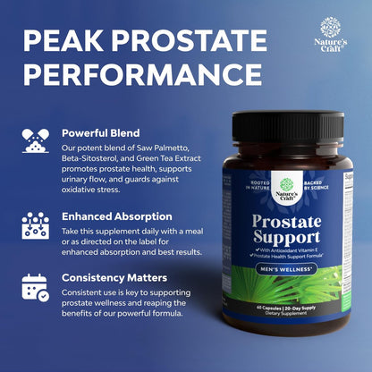 Herbal Saw Palmetto Männliches Nahrungsergänzungsmittel – Potenter Pygeum- und Sägepalmenextrakt mit Beta-Sitosterol & Grüntee für Männer zur Unterstützung der Harnwege & bei häufigem Harndrang – 60 Kapseln