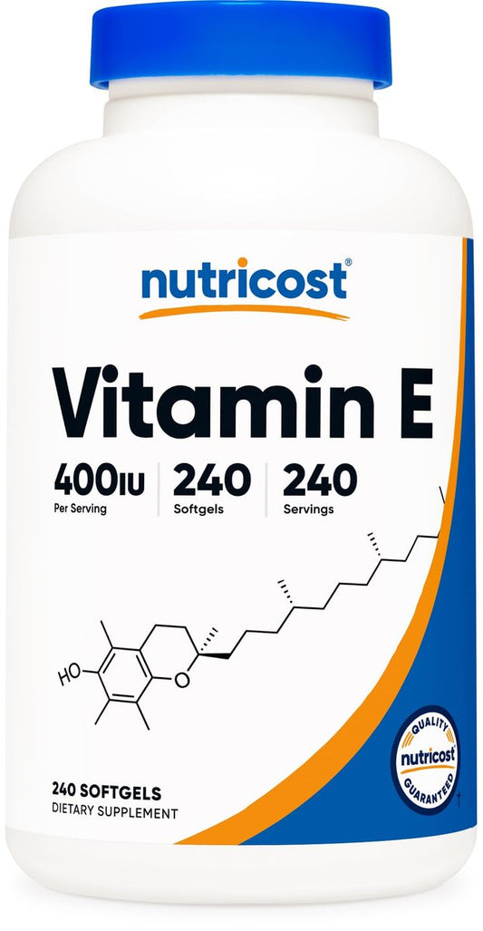 Nutricost Vitamin E 400 IE, 240 Weichkapseln – Glutenfrei, Nicht-GVO