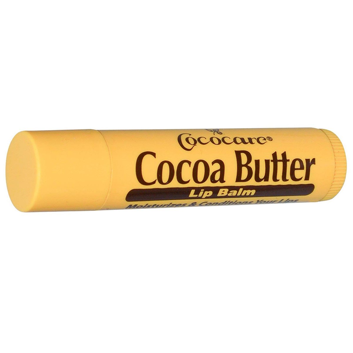 Cococare Kakaobutter Lippenbalsam – Der kleine gelbe Stift mit natürlicher Kakaobutter – Pflegt und schützt die Lippen mit feuchtigkeitsspendender Formel – 0,15 oz (Packung mit 4)