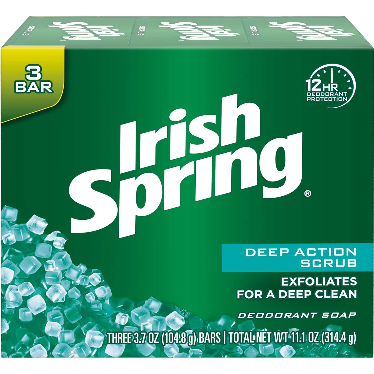Irish Spring Deodorant Seife, Clean Scrub, 3,75 oz Riegel, 3 Stück (Packung mit 2)