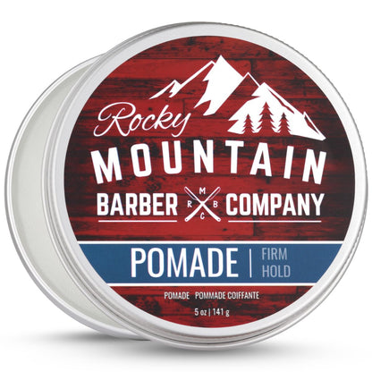 Rocky Mountain Barber Company Pomade für Männer – 5 oz Dose, klassisches Styling-Produkt mit starkem Halt für Seitenfrisur, Pompadour & Slick Back – Hoher Glanz & leicht auswaschbar – Wasserbasiert