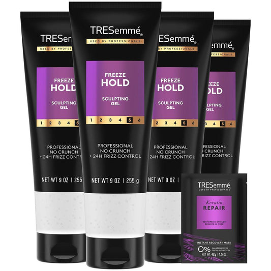 TRESemmé Mega Control Haargel 4er-Pack: 24h Frizz-Kontrolle + Keratin Reparatur, Intensiv-Maske