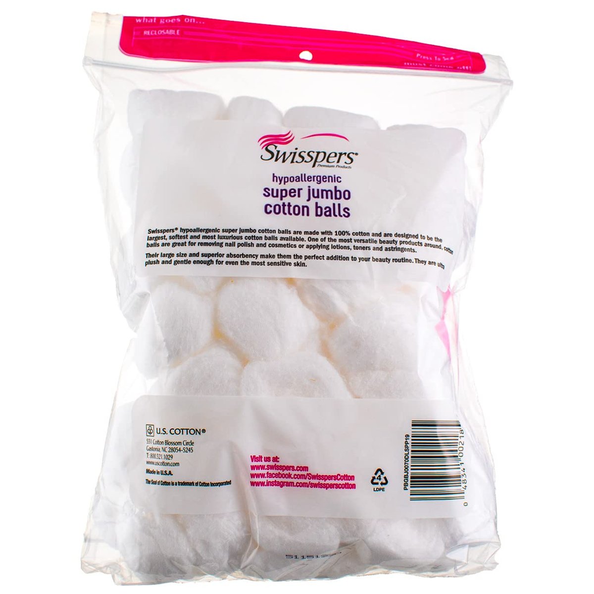 Swisspers Premium Super Jumbo Wattebällchen, Puff Perfect (4er-Pack)