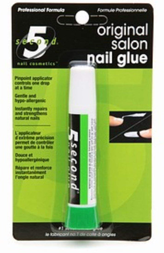 5 Second Salon Nagelkleber 0,07 oz (3er-Pack) – Starker, schnelltrocknender Kleber für künstliche Nägel