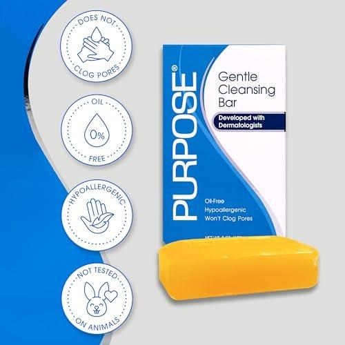 PURPOSE Sanfte Reinigungsseife, von Dermatologen entwickelt, für alle Hauttypen, für empfindliche & trockene Haut, ölfrei, hypoallergen, sulfatfrei, 6 oz Riegel (12er-Pack)