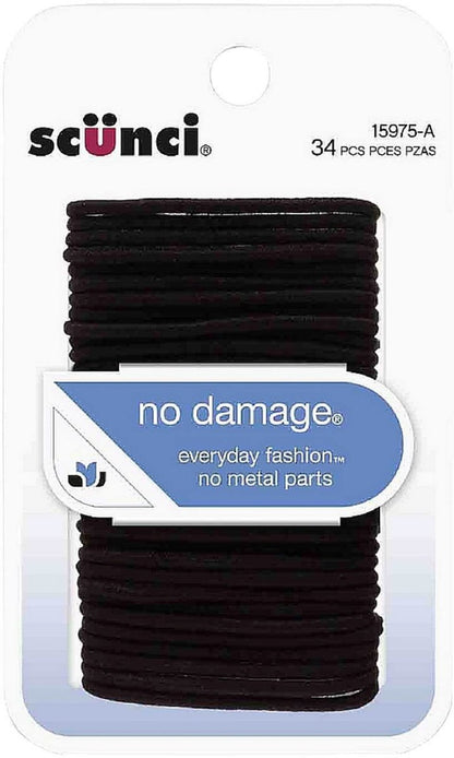 Scunci No Damage Haargummis, Klein, Schwarz, 34 Stück (3er-Pack)