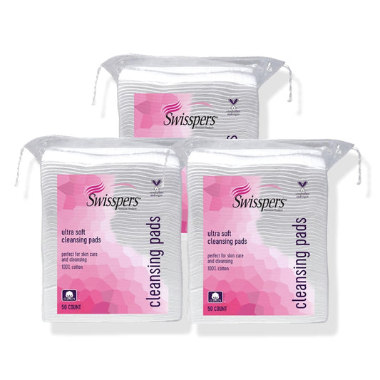 Swisspers Premium Gesichtsreinigungspads aus 100% Baumwolle, extra groß, 50 Stück pro Beutel, 3 Beutel (150 Pads insgesamt)
