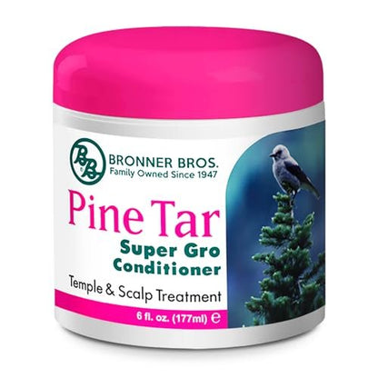 Bronner Bros BB Pine Tar Super Gro Conditioning Temple & Scalp Treatment - Beruhigende Pflege bei trockener, juckender Kopfhaut mit Schuppen - 177 ml