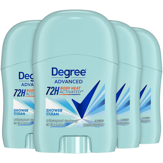 Degree Advanced Antitranspirant Deodorant für Frauen, Shower Clean, 4er-Pack – 72h Schutz, 0,5 Oz pro Stift