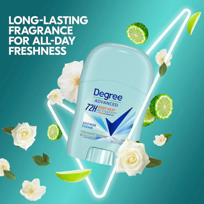 Degree Advanced Antitranspirant Deodorant für Frauen, Shower Clean, 4er-Pack – 72h Schutz, 0,5 Oz pro Stift