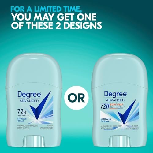 Degree Advanced Antitranspirant Deodorant für Frauen, Shower Clean, 4er-Pack – 72h Schutz, 0,5 Oz pro Stift
