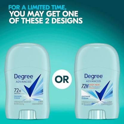 Degree Advanced Antitranspirant Deodorant für Frauen, Shower Clean, 4er-Pack – 72h Schutz, 0,5 Oz pro Stift