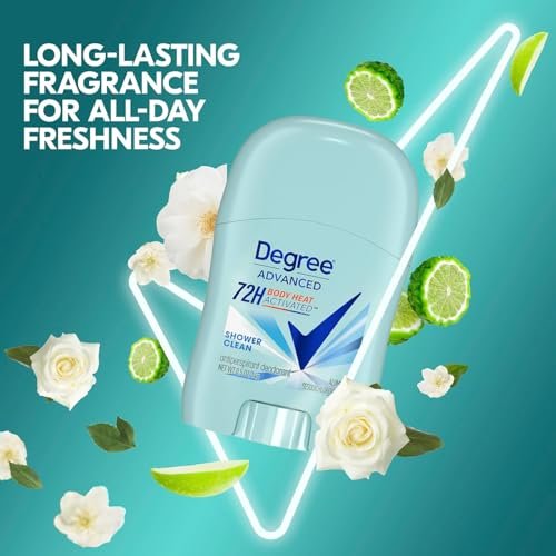 Degree Advanced Antitranspirant Deodorant für Frauen, Shower Clean, 4er-Pack – 72h Schutz, 0,5 Oz pro Stift