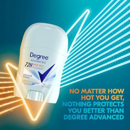 Degree Advanced Antitranspirant Deodorant für Frauen, Shower Clean, 4er-Pack – 72h Schutz, 0,5 Oz pro Stift