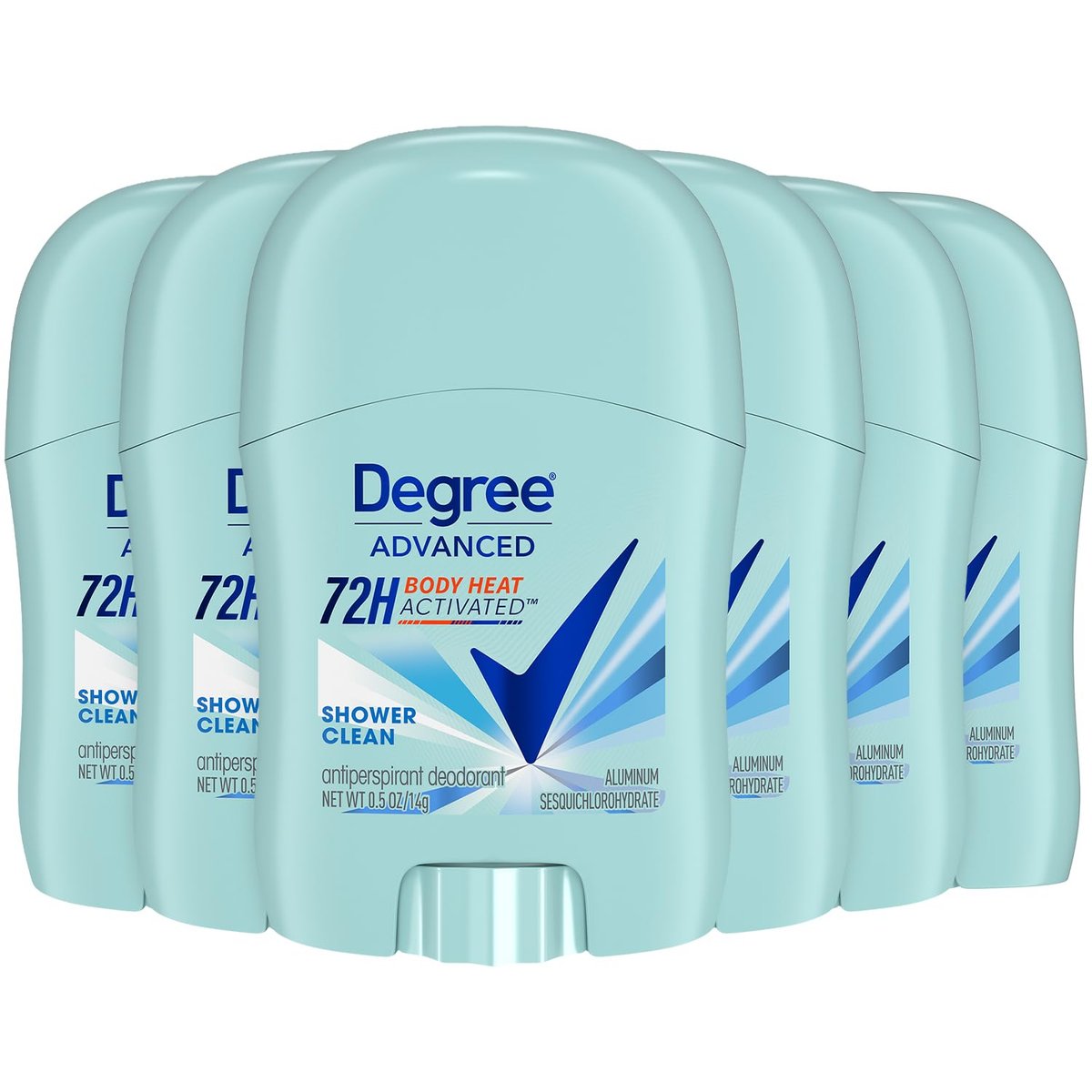 Degree Advanced Antitranspirant Deodorant, Shower Clean 6er-Pack – Reise-Deodorant für Frauen, 72h Schutz, 15 ml pro Stick