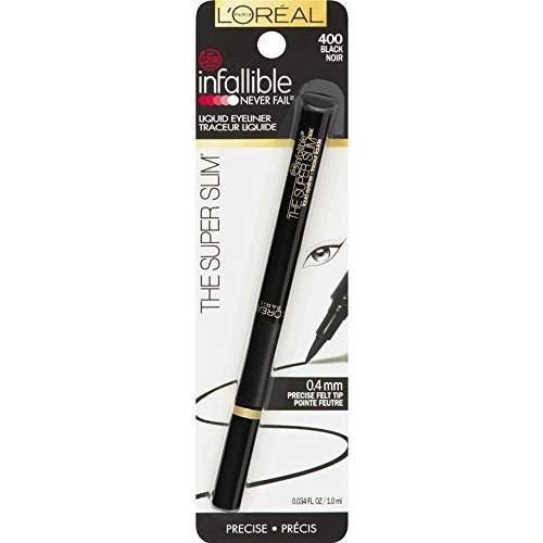 L'Oréal Paris Infallible The Super Slim Flüssig-Eyeliner, Schwarz [400] 0,03 oz (4er-Pack)