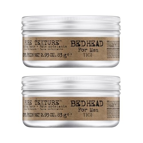 TIGI Bed Head for Men Pure Texture Haar-Modellierpaste – Für Textur & Separation – Vielseitige Creme-Paste-Fusion – Für Herrenfrisuren – Auf feuchtem & trockenem Haar – 2,93 oz (2er-Pack)