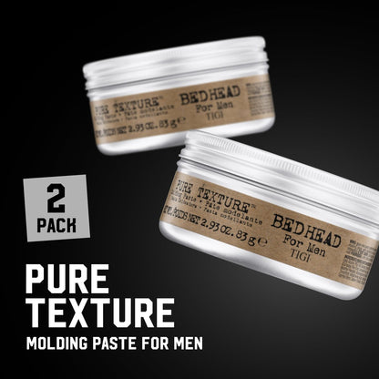 TIGI Bed Head for Men Pure Texture Haar-Modellierpaste – Für Textur & Separation – Vielseitige Creme-Paste-Fusion – Für Herrenfrisuren – Auf feuchtem & trockenem Haar – 2,93 oz (2er-Pack)