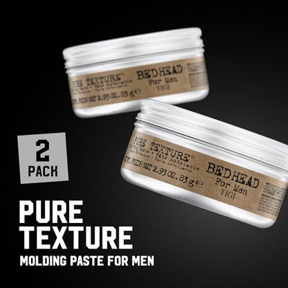 TIGI Bed Head for Men Pure Texture Haar-Modellierpaste – Für Textur & Separation – Vielseitige Creme-Paste-Fusion – Für Herrenfrisuren – Auf feuchtem & trockenem Haar – 2,93 oz (2er-Pack)