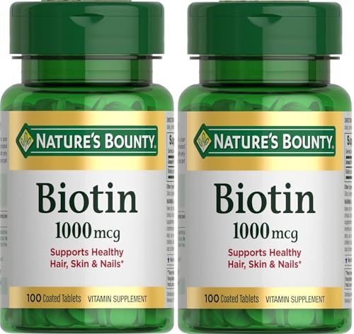 Nature's Bounty Biotin 1000 mcg Tabletten – 2er-Pack mit 200 Tabletten für gesunde Haare, Haut und Nägel