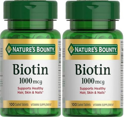 Nature's Bounty Biotin 1000 mcg Tabletten – 2er-Pack mit 200 Tabletten für gesunde Haare, Haut und Nägel