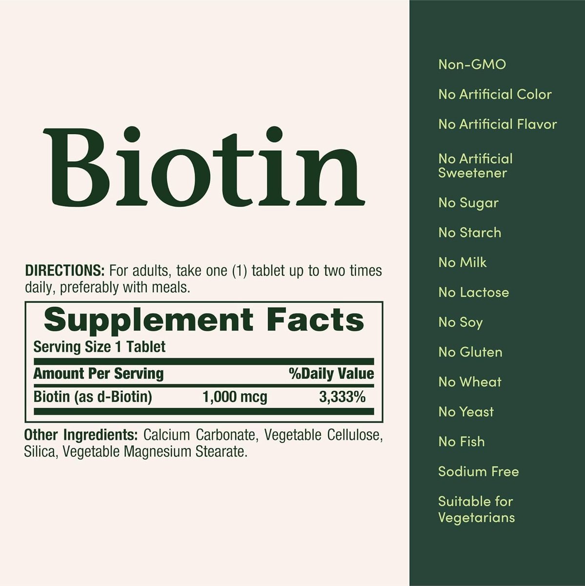 Nature's Bounty Biotin 1000 mcg Tabletten – 2er-Pack mit 200 Tabletten für gesunde Haare, Haut und Nägel