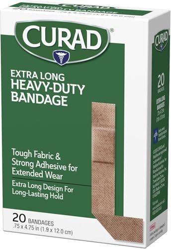 CURAD Heavy Duty Verband Extra Lang 20 Stück 0,75 x 4,75 Zoll (2er-Pack) – Starke Haftung für große Wunden