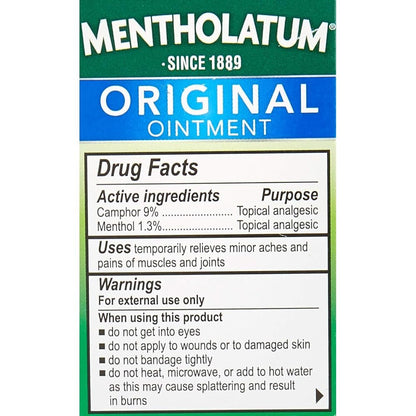 Mentholatum Original Salbe Beruhigende Linderung, Aromatische Dämpfe – 28 g (Packung mit 2)