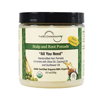 Earth's Enrichments Bio-Pomade – Haarpflege für Wachstum mit Teebaum, Rosmarin, Lavendelöl, natürliches Haarfett für dickes, glattes, lockiges, welliges, dünnes Haar, Frauen, Männer, Kinder, USDA, 240 ml