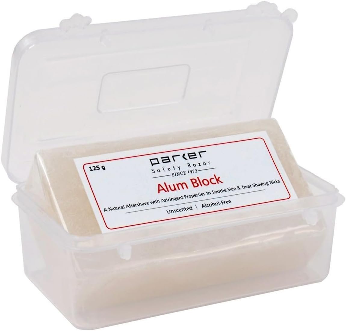 Parker Großer Alum-Block mit Reiseetui (125 g / 4,4 oz) – Natürliche Aftershave-Pflege mit antiseptischen Eigenschaften – Ein Muss für jeden Nassrasierer