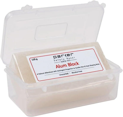 Parker Großer Alum-Block mit Reiseetui (125 g / 4,4 oz) – Natürliche Aftershave-Pflege mit antiseptischen Eigenschaften – Ein Muss für jeden Nassrasierer