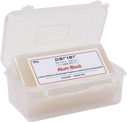 Parker Großer Alum-Block mit Reiseetui (125 g / 4,4 oz) – Natürliche Aftershave-Pflege mit antiseptischen Eigenschaften – Ein Muss für jeden Nassrasierer