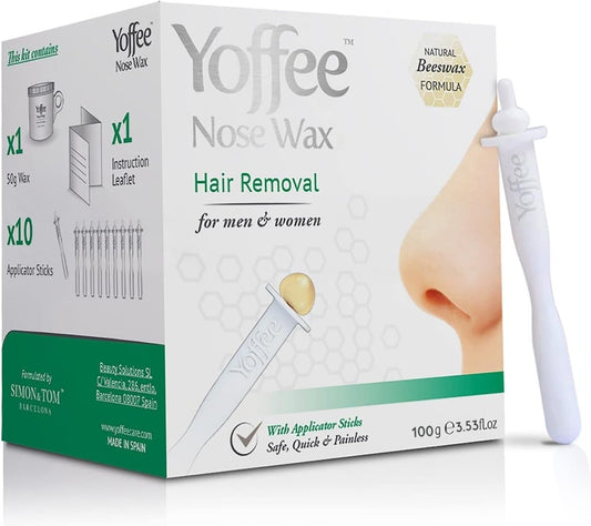 Yoffee Nose Wax Kit Original – Natürliches Bio-Bienenwachs & Aloe Vera Nasenhaar Waxing Set für Männer & Frauen – 10 wiederverwendbare Wachsstäbchen – Einfach, schnell und schmerzfrei