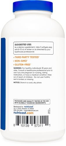 Nutricost CLA 800 mg, 240 Weichkapseln – Hochdosiertes konjugiertes Linolsäure Präparat