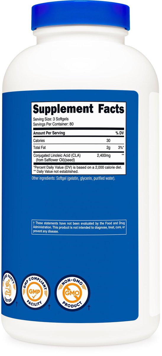 Nutricost CLA 800 mg, 240 Weichkapseln – Hochdosiertes konjugiertes Linolsäure Präparat