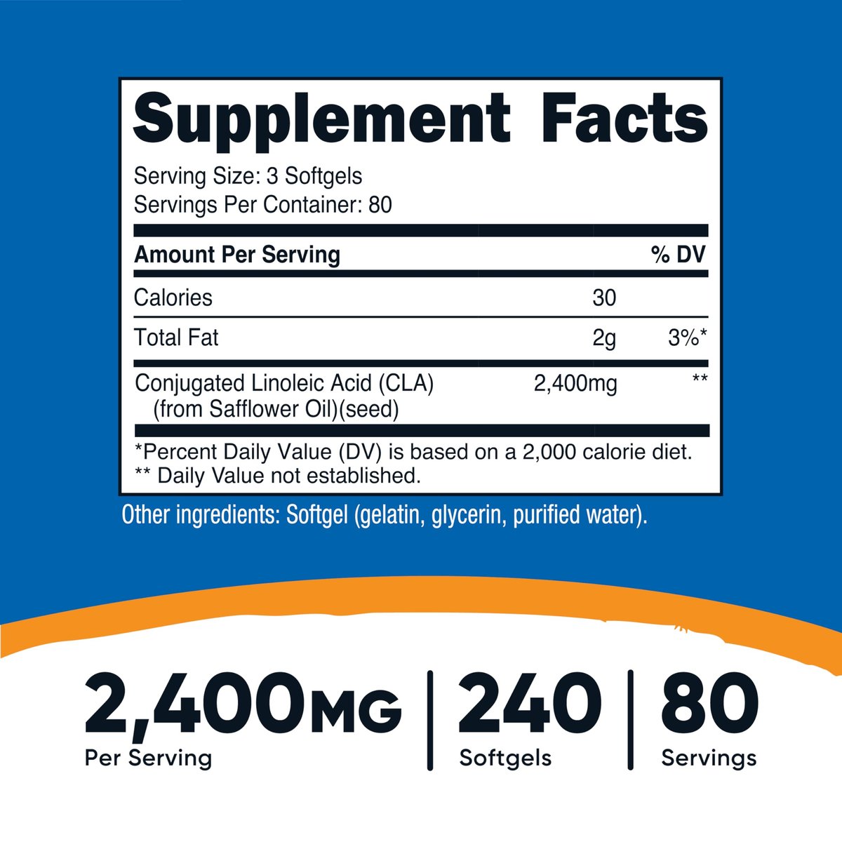 Nutricost CLA 800 mg, 240 Weichkapseln – Hochdosiertes konjugiertes Linolsäure Präparat