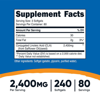 Nutricost CLA 800 mg, 240 Weichkapseln – Hochdosiertes konjugiertes Linolsäure Präparat