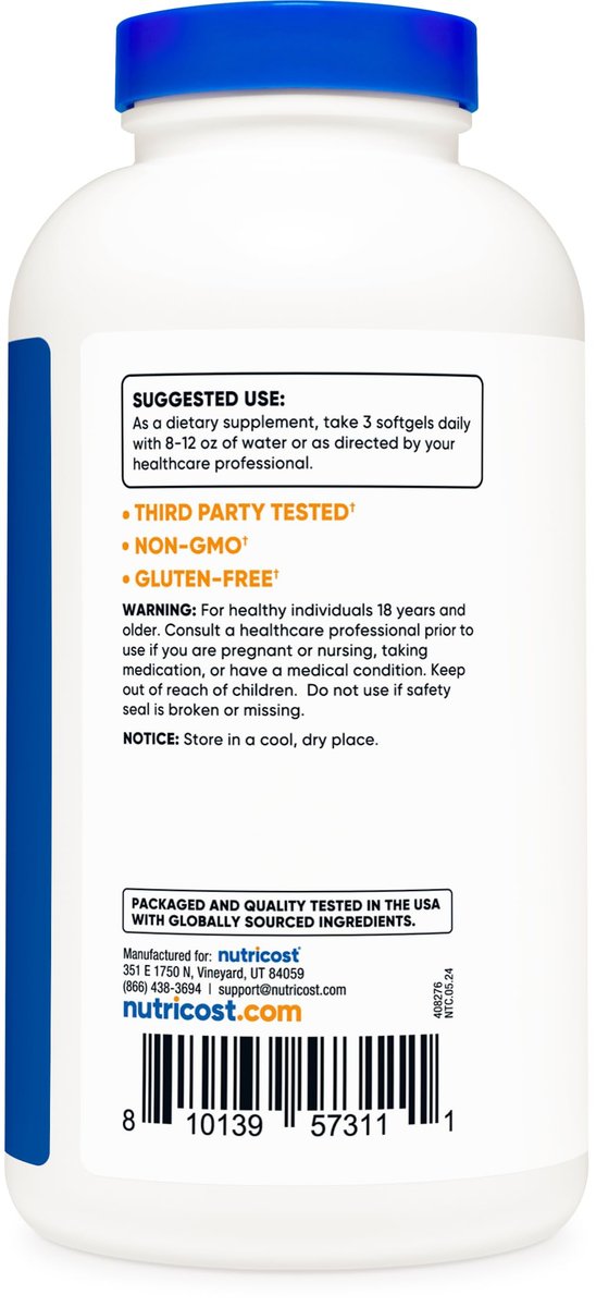Nutricost CLA 800 mg, 240 Weichkapseln – Hochdosiertes konjugiertes Linolsäure Präparat